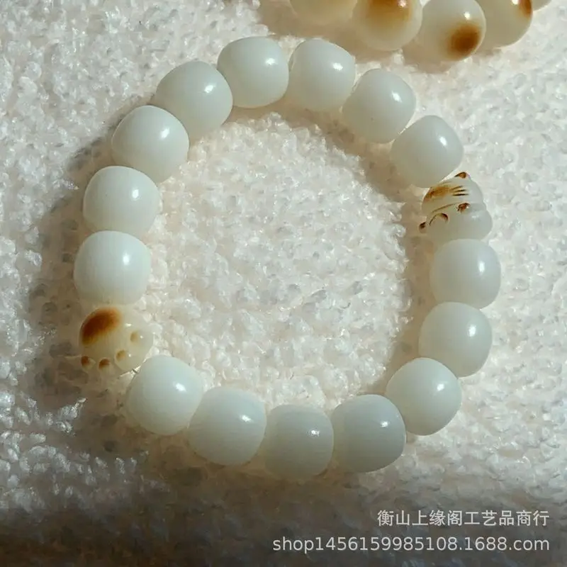 Charcoal-burned paw bodhi root , soft and cute Siamese cat bracelet, decorative accessory gift