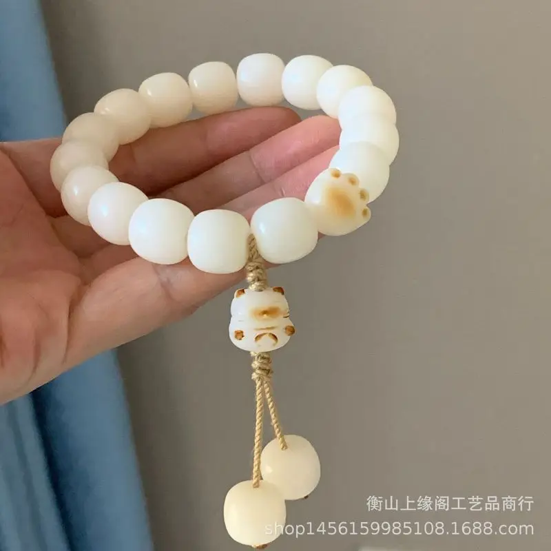 Charcoal-burned paw bodhi root , soft and cute Siamese cat bracelet, decorative accessory gift
