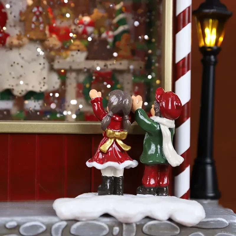 Automatic Rotating Snow Globe Music Box Christmas Tree Ornament LED Night Light Holiday Home Decor Gift for Kids and