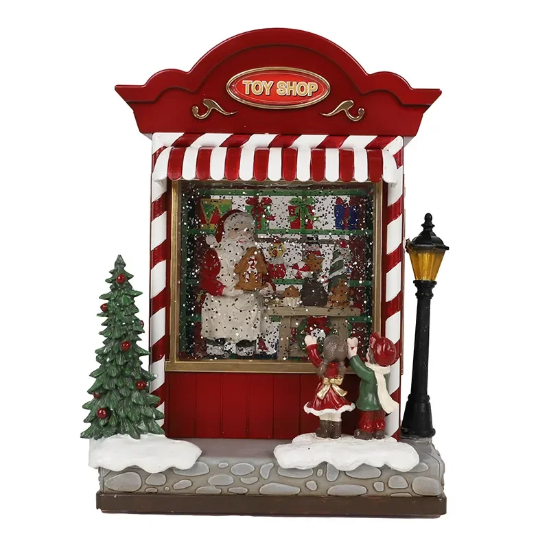 Automatic Rotating Snow Globe Music Box Christmas Tree Ornament LED Night Light Holiday Home Decor Gift for Kids and