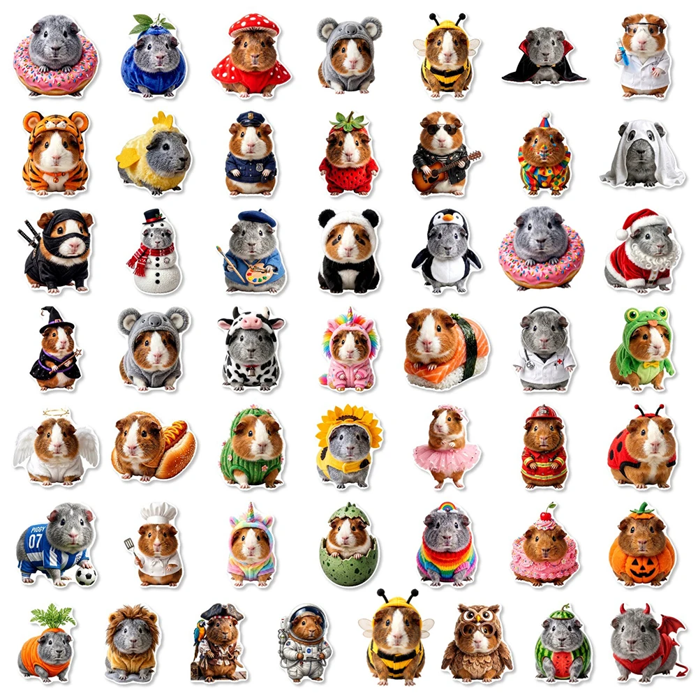 10/30/50pcs Kawaii Cosplay Style Guinea Pig Stickers Funny Decoration Sticker Toys DIY Scrapbook Luggage Cartoon Graffiti Decals