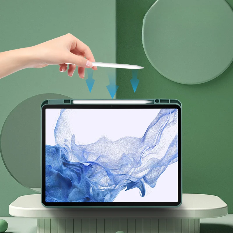 Magnetic Acrylic Transparent Case for Samsung Galaxy Tab S9 FE SM-X510 X516 S10 S9 S8 S7 FE Plus with Pencil Holder Casing