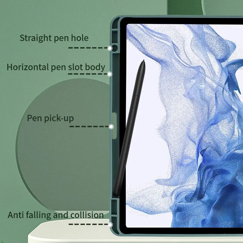 Magnetic Acrylic Transparent Case for Samsung Galaxy Tab S9 FE SM-X510 X516 S10 S9 S8 S7 FE Plus with Pencil Holder Casing