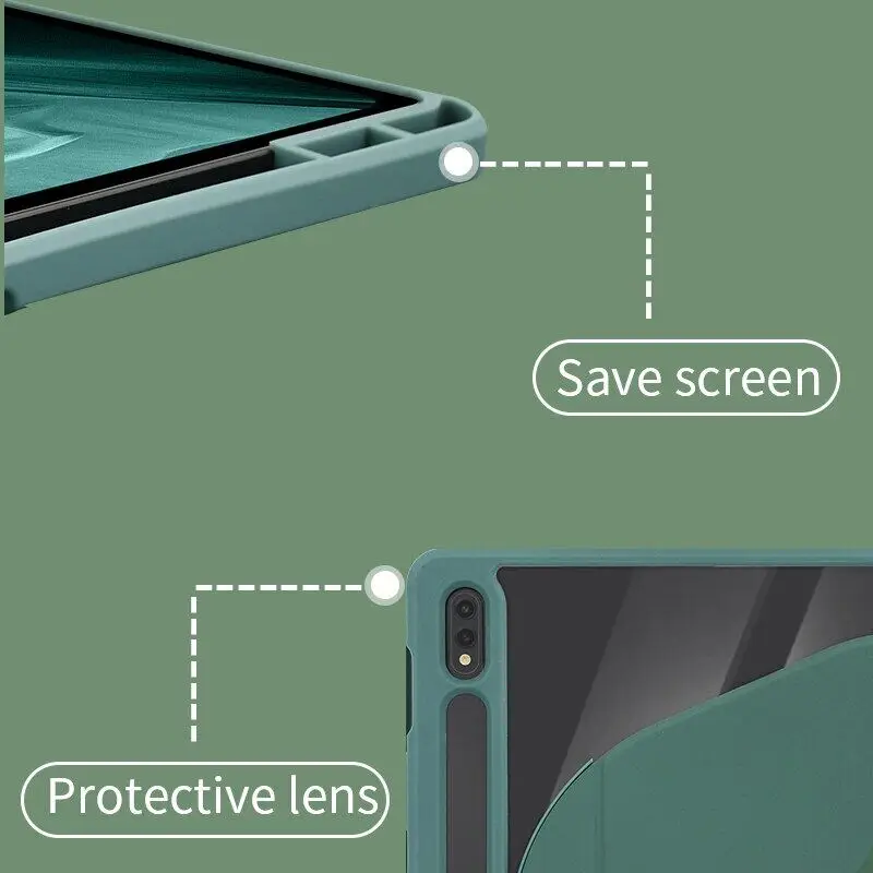 Magnetic Acrylic Transparent Case for Samsung Galaxy Tab S9 FE SM-X510 X516 S10 S9 S8 S7 FE Plus with Pencil Holder Casing