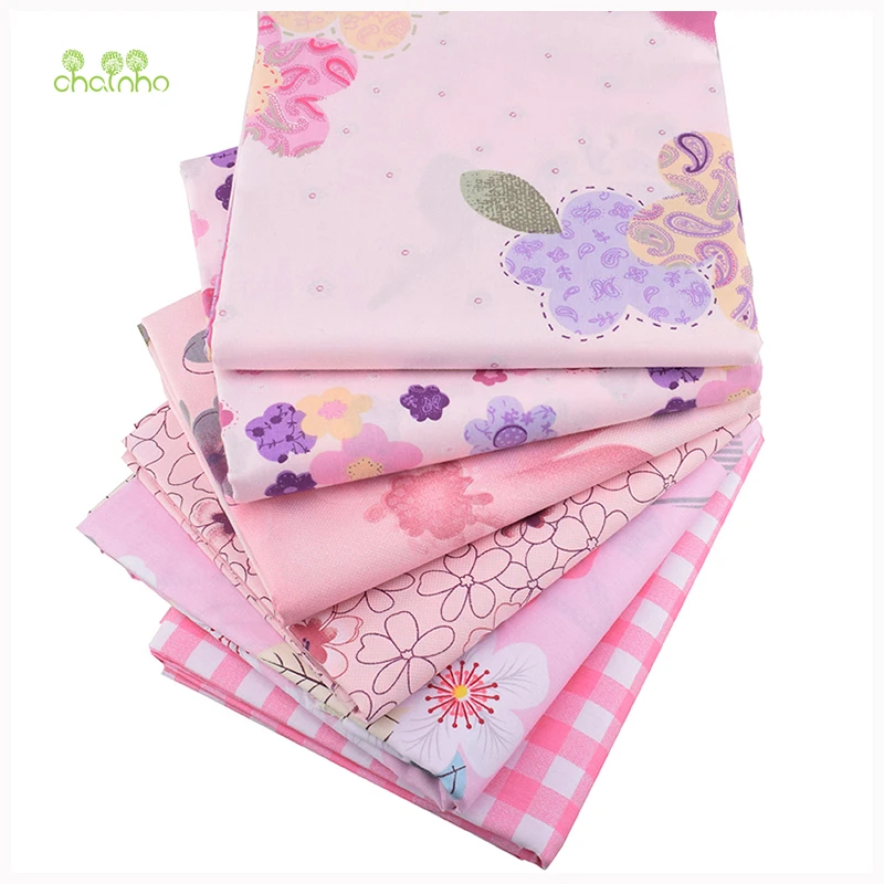 Chainho,Printed Twill Weave Cotton Fabric,DIY Sewing Quilting Material,Home Textiles Patchwork Cloths,Floral Series,20x25cm