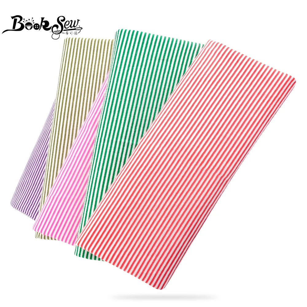 Red and White Stripes Printed 100% Cotton Fabric Fat Quarter for Beginner's Practice Doll's DIY Sewing Clothes Patchwork Crafts
