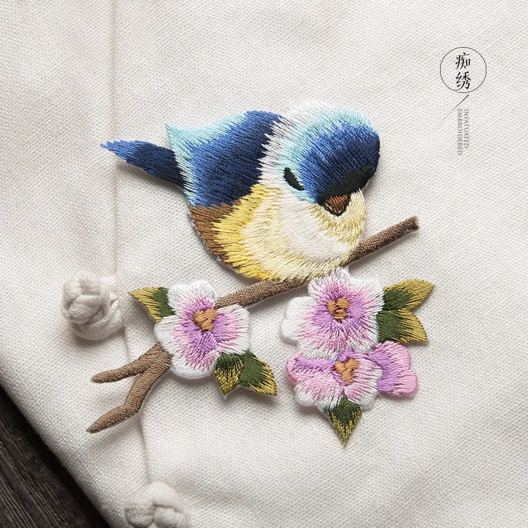 Cute Embroidery Patch Bird Flower Patches for Clothing Shoe Bag Decoration DIY Iron on Patches Appliques