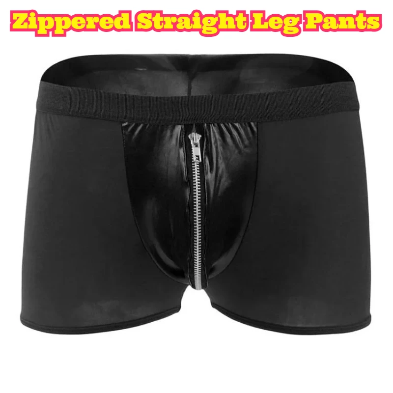 Men Metal Zipper Ring Low Waist Boxer Underwear Sexy Style Breathable Soft Skin Friendly Comfortable Slim Fitting Lightweight