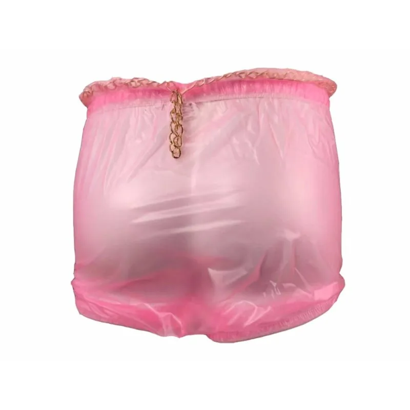 PVC Transparent Leakproof Loose Fit Boxer Style Underwear for Adults Pink Waterproof Masquerade Show