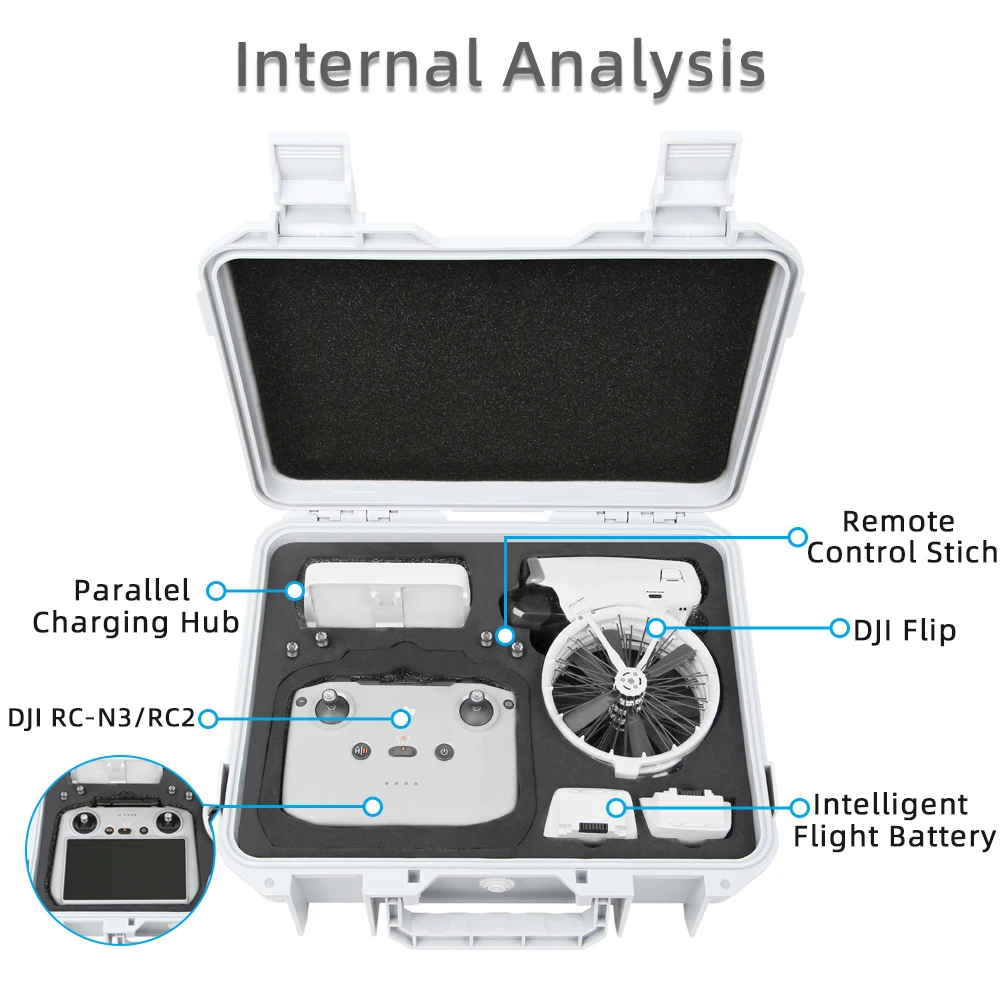 Hard Waterproof Carry Case for DJI Flip Drone Fly More Combo Portable Storage Box Fit 7 Batteries Remote Control Charging Hub