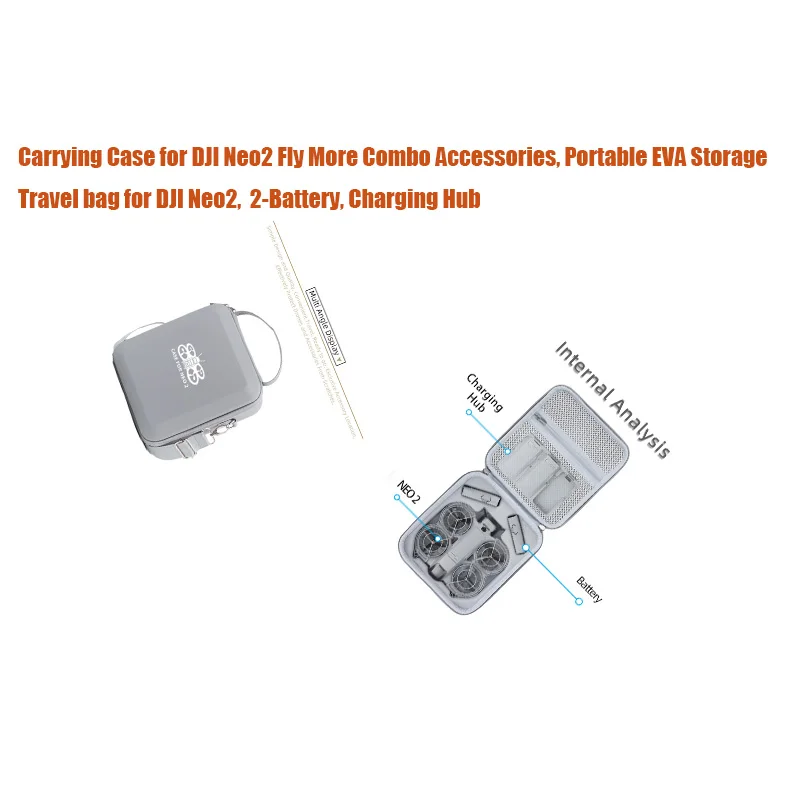 Carrying Case for DJI Neo2 Fly More Combo Accessories, Portable EVA Storage Travel bag for DJI Neo2,  2-Battery, Charging Hub