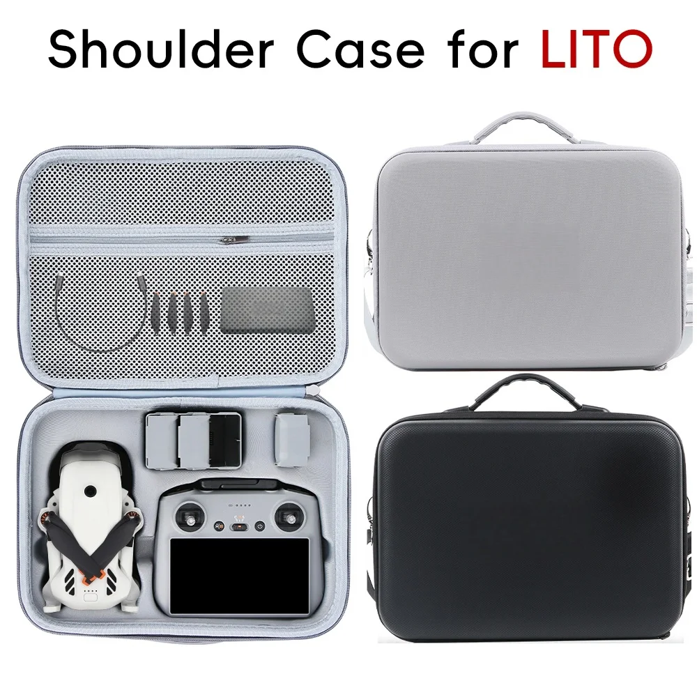 Carrying Case for DJI Lito Fly More Combo, Large Capacity Travel Storage Bag with Shoulder Strap Waterproof PU Protective Cover