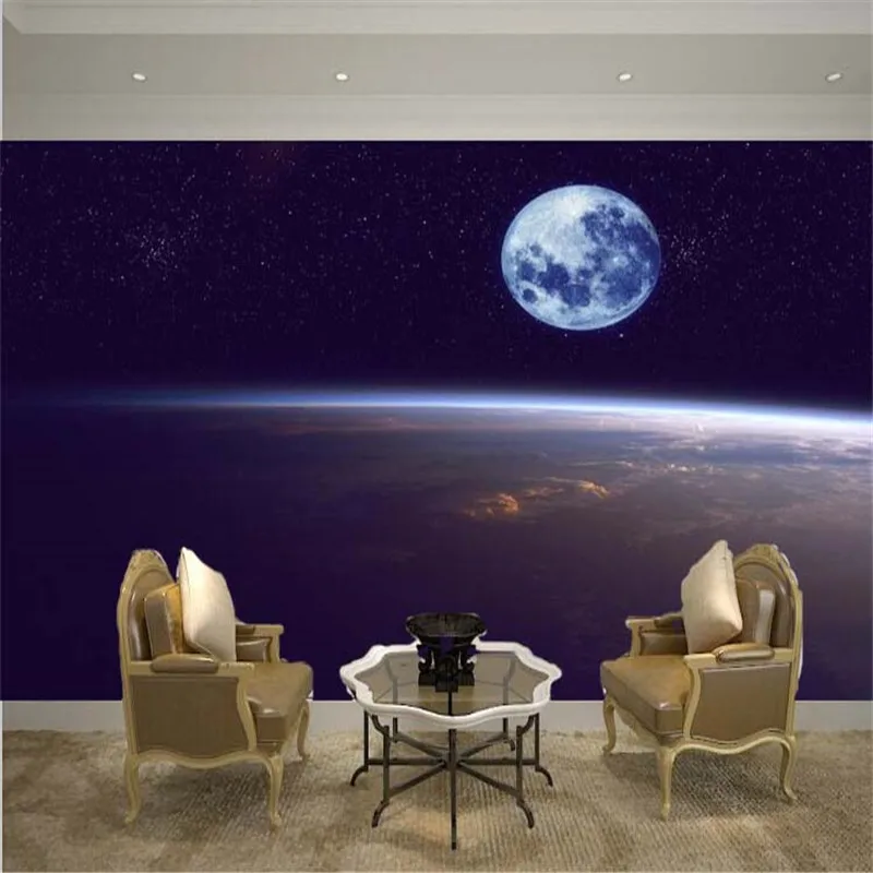 beibehang photo wallpaper 3D stereoscopic living room sofa bedroom TV background wallpaper universe stars sky night earth mural