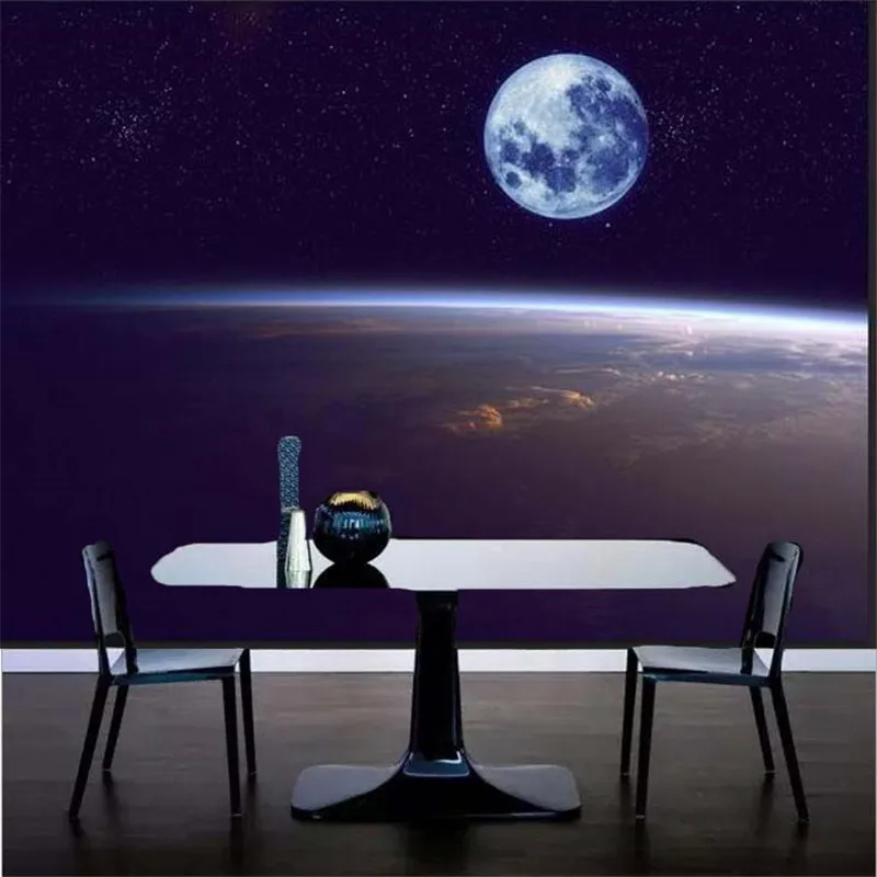 beibehang photo wallpaper 3D stereoscopic living room sofa bedroom TV background wallpaper universe stars sky night earth mural
