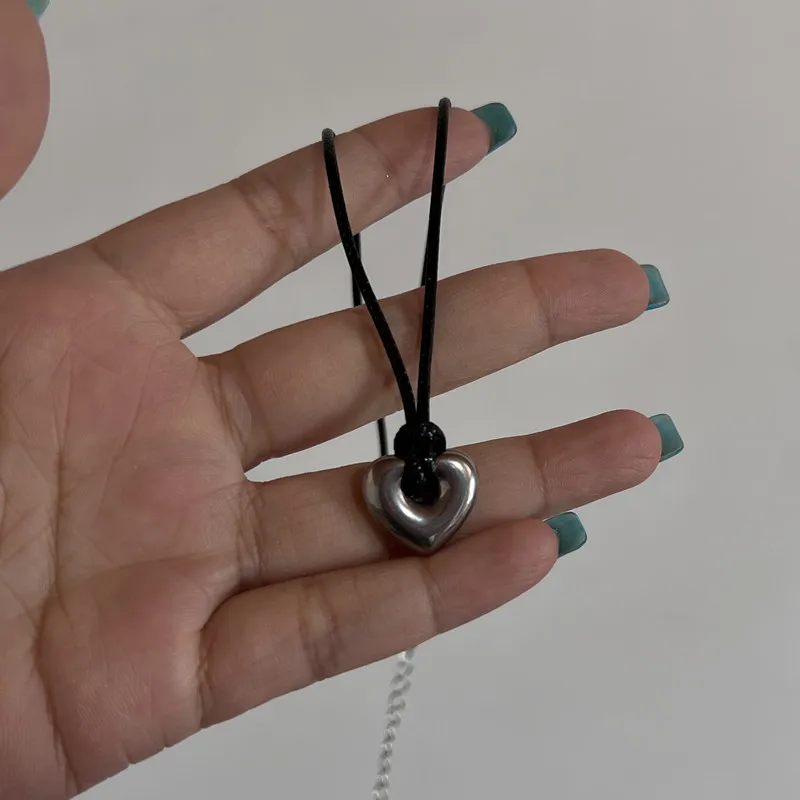 New Korean Fashion Hollow Titanium Steel Star Pentagram Pendant Necklace for Women Men Black Rope Chain Choker Y2k Party Jewelry