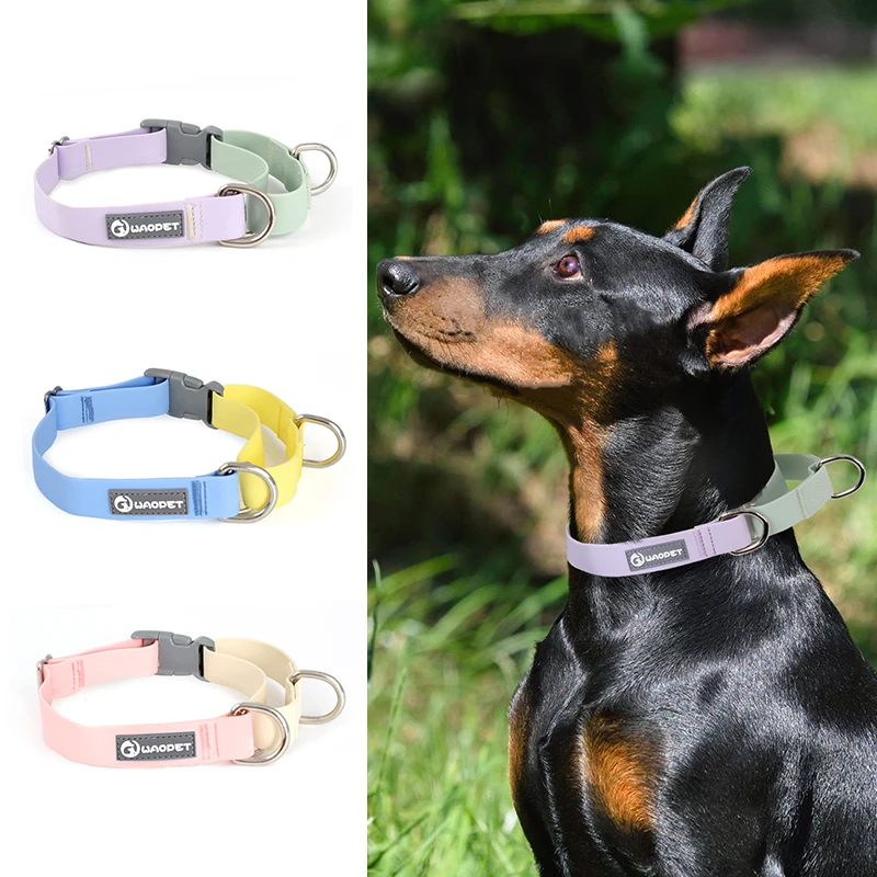 WAOPET PVC Waterproof Dog Collar for Large Medium and Small Dogs Pet Training Walking Dog German Shepherd Malinois New 2025