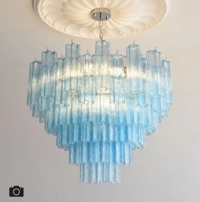 Italian Murano Glass Chandelier For Living Dining Room Clound Pink Handmade Glass Pendant Lights For Kitchen Bar Villa Lighting