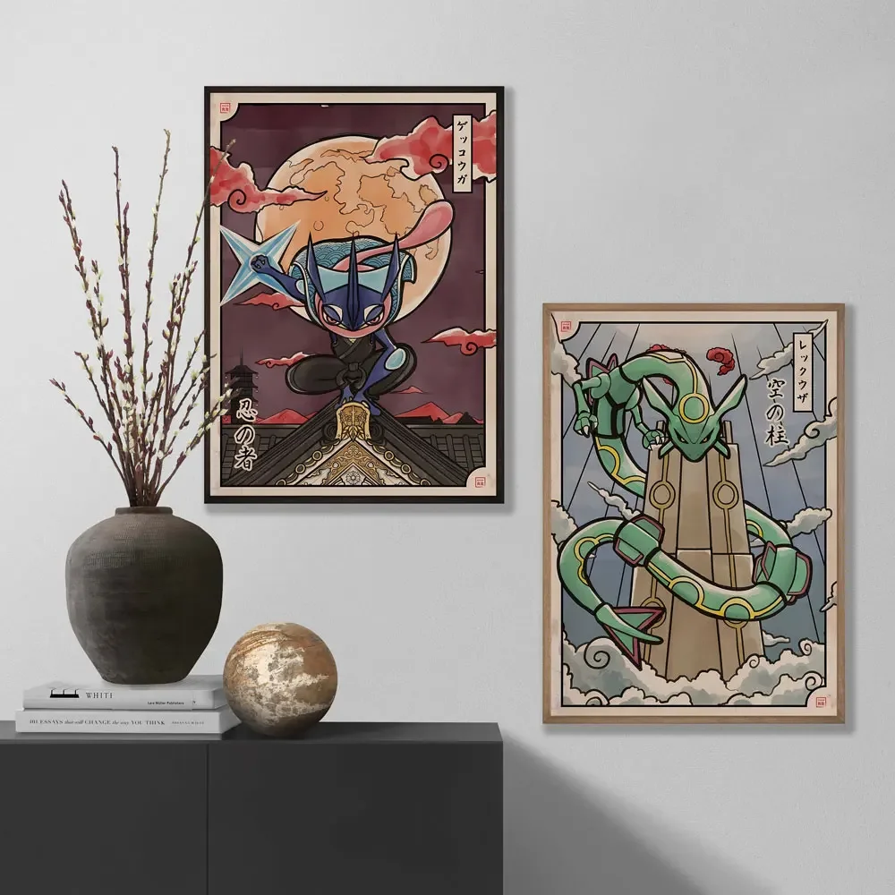 Japanese Pokemon Decorative Paintings Eaturing Umbreon in Kimono Anime Wall Art for Home Decoration Unique Room Decor Gift