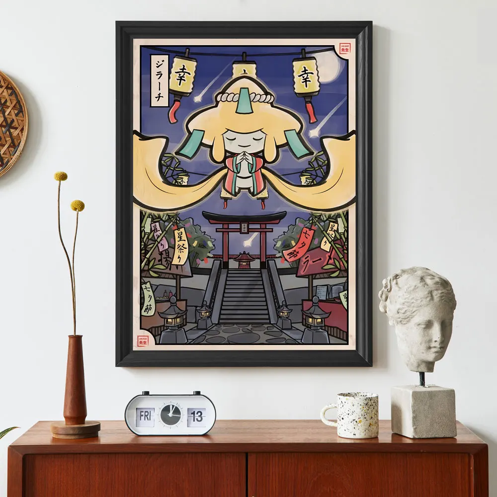 Japanese Pokemon Decorative Paintings Eaturing Umbreon in Kimono Anime Wall Art for Home Decoration Unique Room Decor Gift