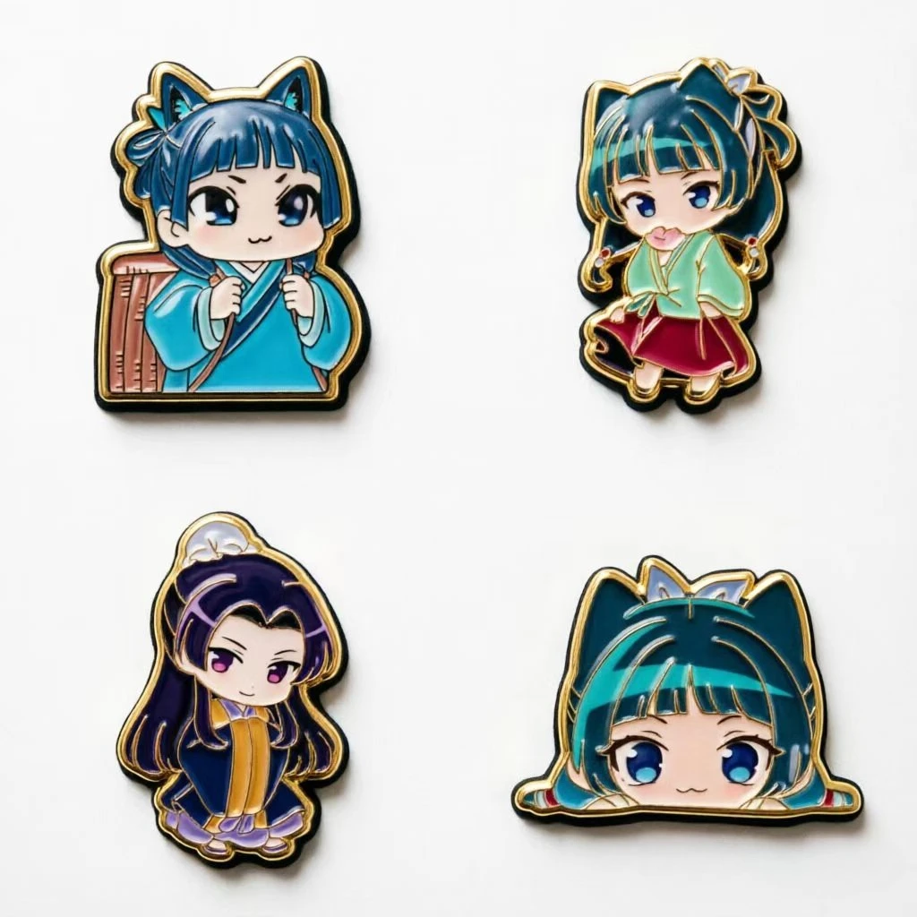 4pcs Maomao Enamel Pins Light Novel Brooches Badges Cute Japanese Anime Cartoon Character Jewelry Gift for Fans Friends