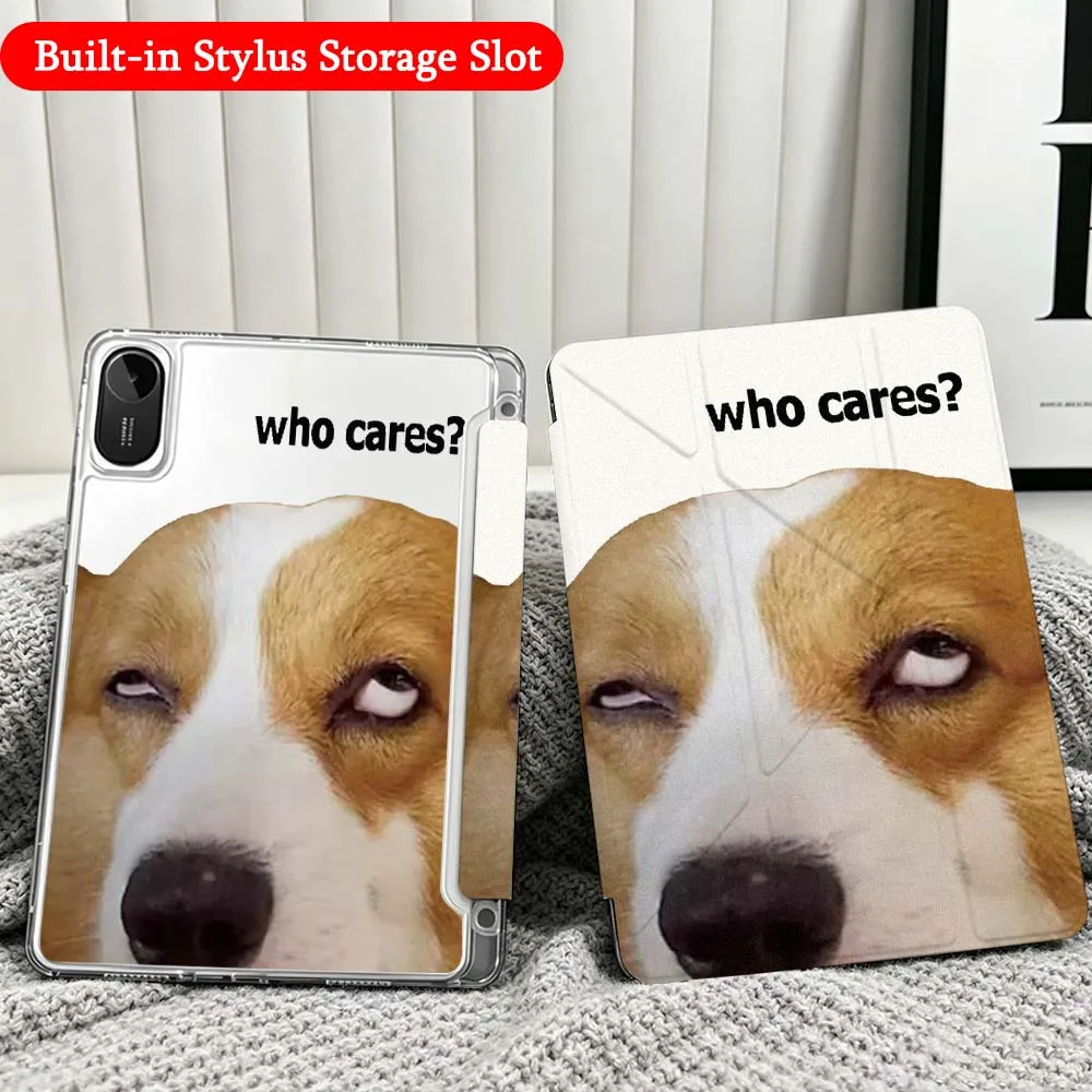 Cartoon Abstract Dog Case For Xiaomi Redmi Poco Pad 5 6 7 8 Pro SE 11 11.2 12.1 Inch Transparent Y-Shaped Folding Tablet
