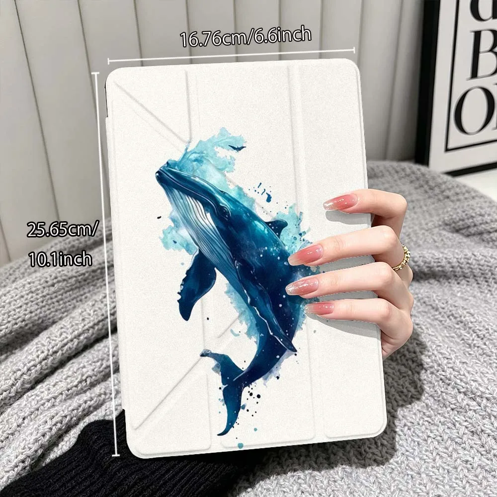 Blue Whale Art Case For Xiaomi Redmi Poco Pad 5 6 7 8 Pro SE 11 11.2 12.1 Inch Transparent Y-Shaped Folding Tablet