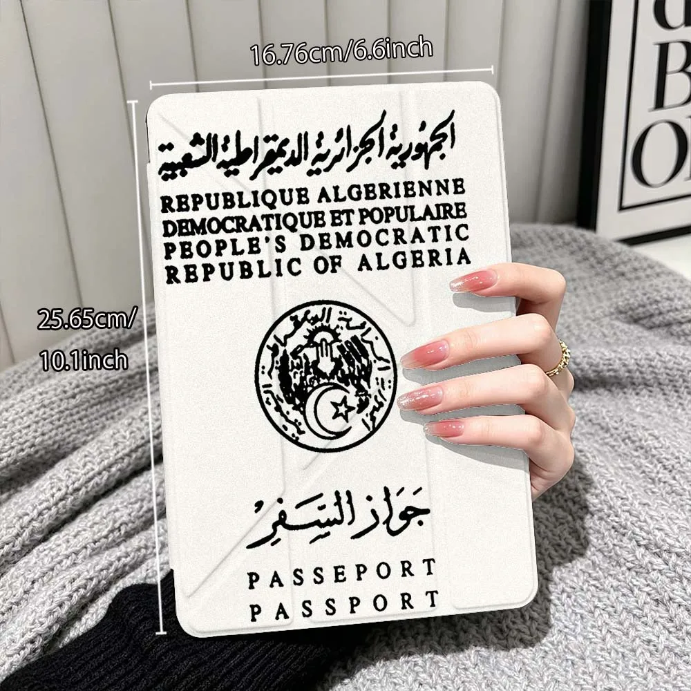 Algerian Republic Passport For Xiaomi Redmi Poco Pad 5 6 7 8 Pro SE 11 11.2 12.1 Inch Transparent Y-Shaped Folding Tablet Case