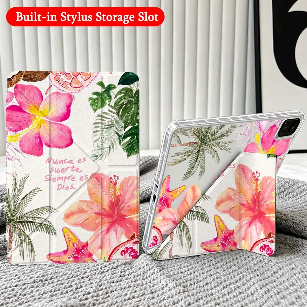 Cartoon Turtle Ocean For Xiaomi Redmi Poco Pad 5 6 7 8 Pro SE 11 11.2 12.1 Inch Transparent Y-Shaped Folding Tablet Case