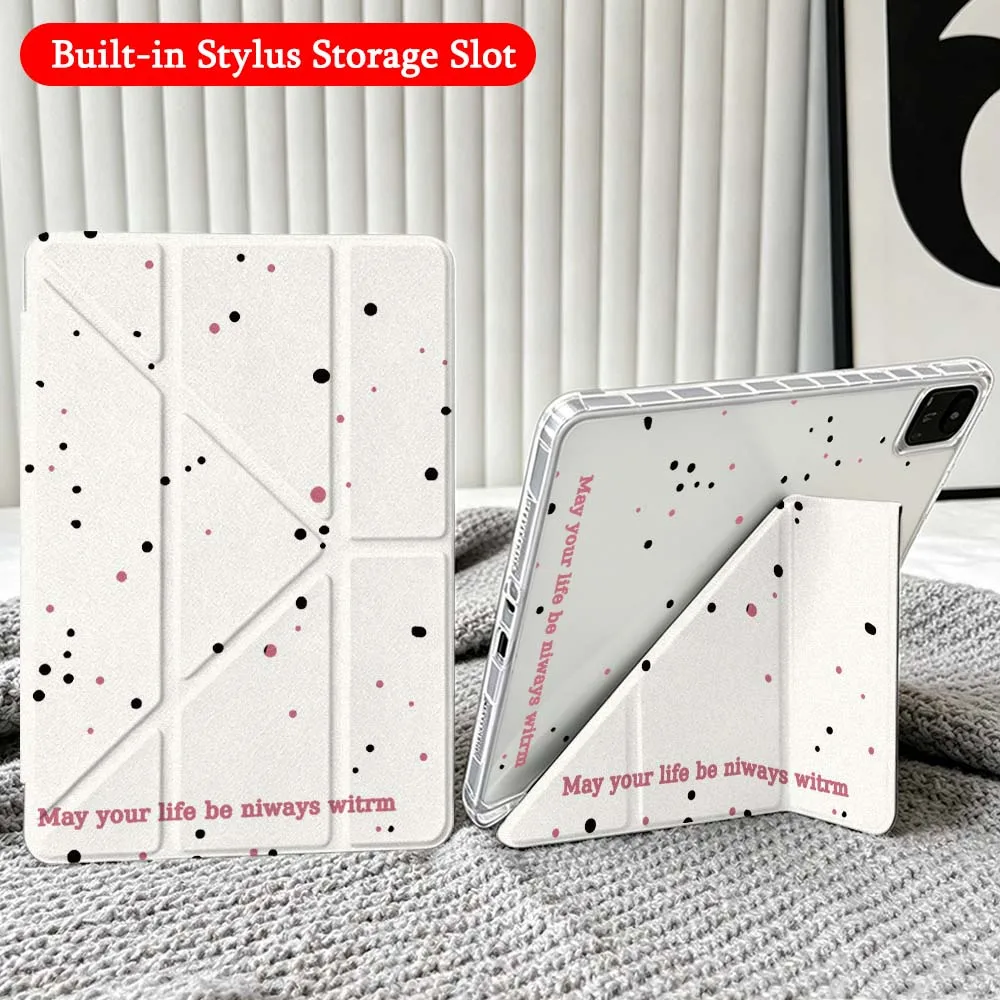 Cartoon Star Dot Pattern Case For Xiaomi Redmi Poco Pad 5 6 7 8 Pro SE 11 11.2 12.1 Inch Transparent Y-Shaped Folding Tablet