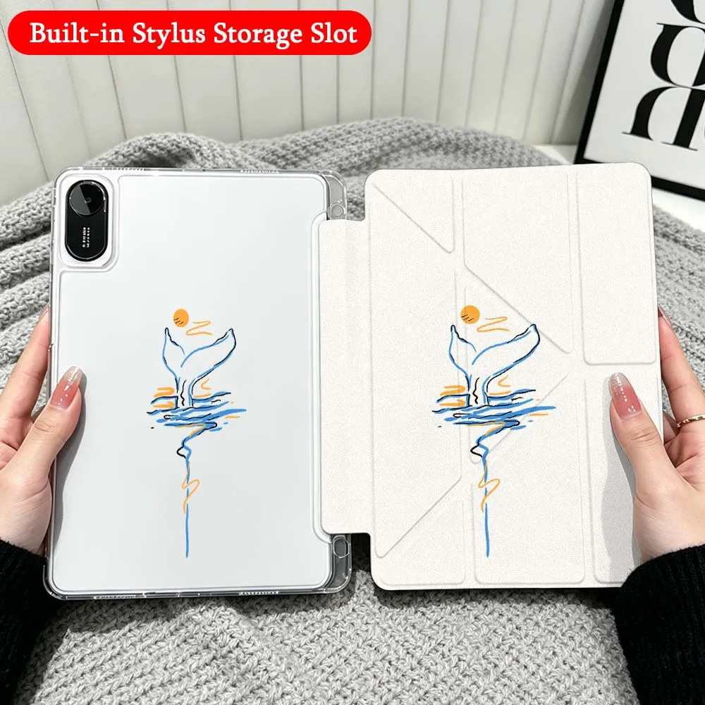 Mountain Water Sun For Xiaomi Redmi Poco Pad 5 6 7 8 Pro SE 11 11.2 12.1 Inch Transparent Y-Shaped Folding Tablet Case