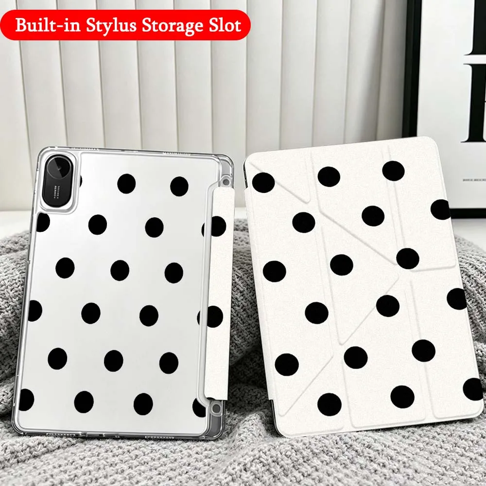 Polka Dot Pattern Case For Xiaomi Redmi Poco Pad 5 6 7 8 Pro SE 11 11.2 12.1 Inch Transparent Y-Shaped Folding Tablet