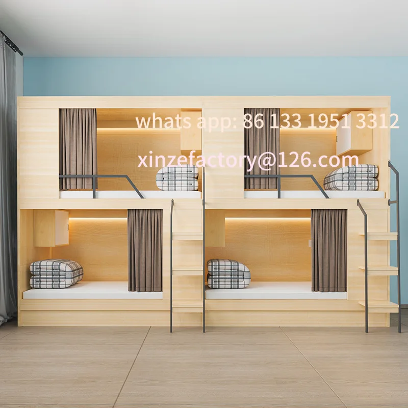 Youth Hostel All Inclusive  School Dormitory Apartment  Steel Wood Combined Bunk  High and Low  Space Capsule Upper
