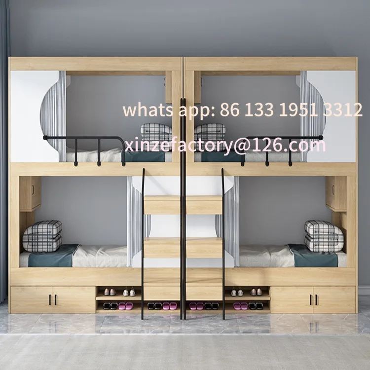 Youth Hostel All Inclusive  School Dormitory Apartment  Steel Wood Combined Bunk  High and Low  Space Capsule Upper