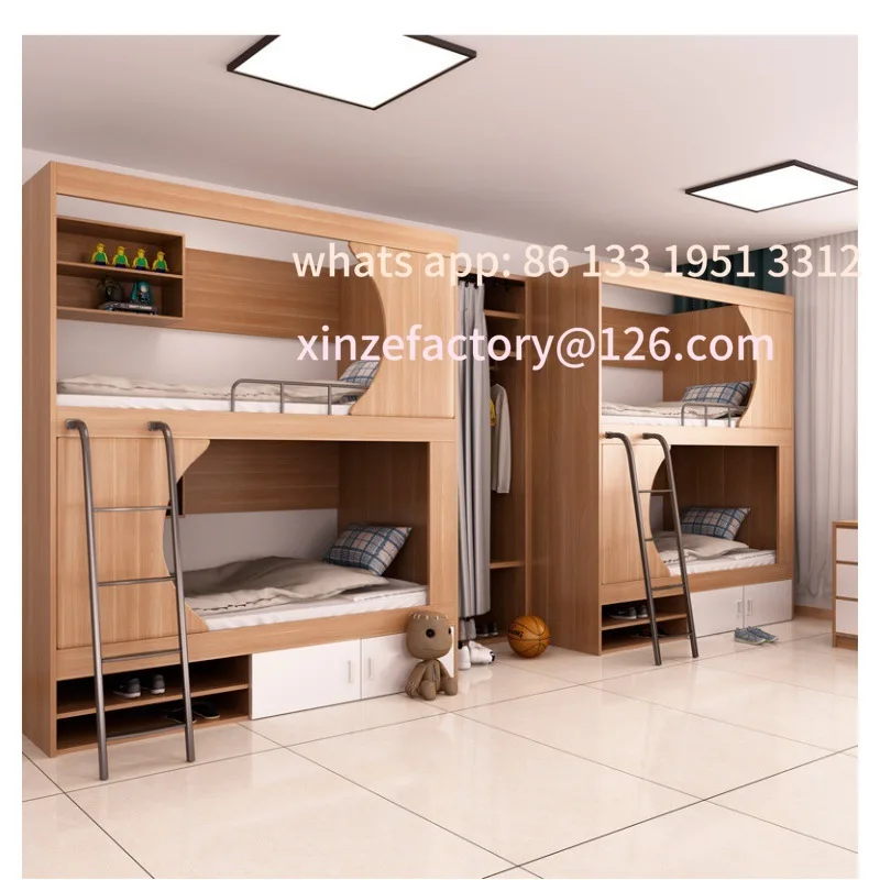 Youth Hostel All Inclusive  School Dormitory Apartment  Steel Wood Combined Bunk  High and Low  Space Capsule Upper