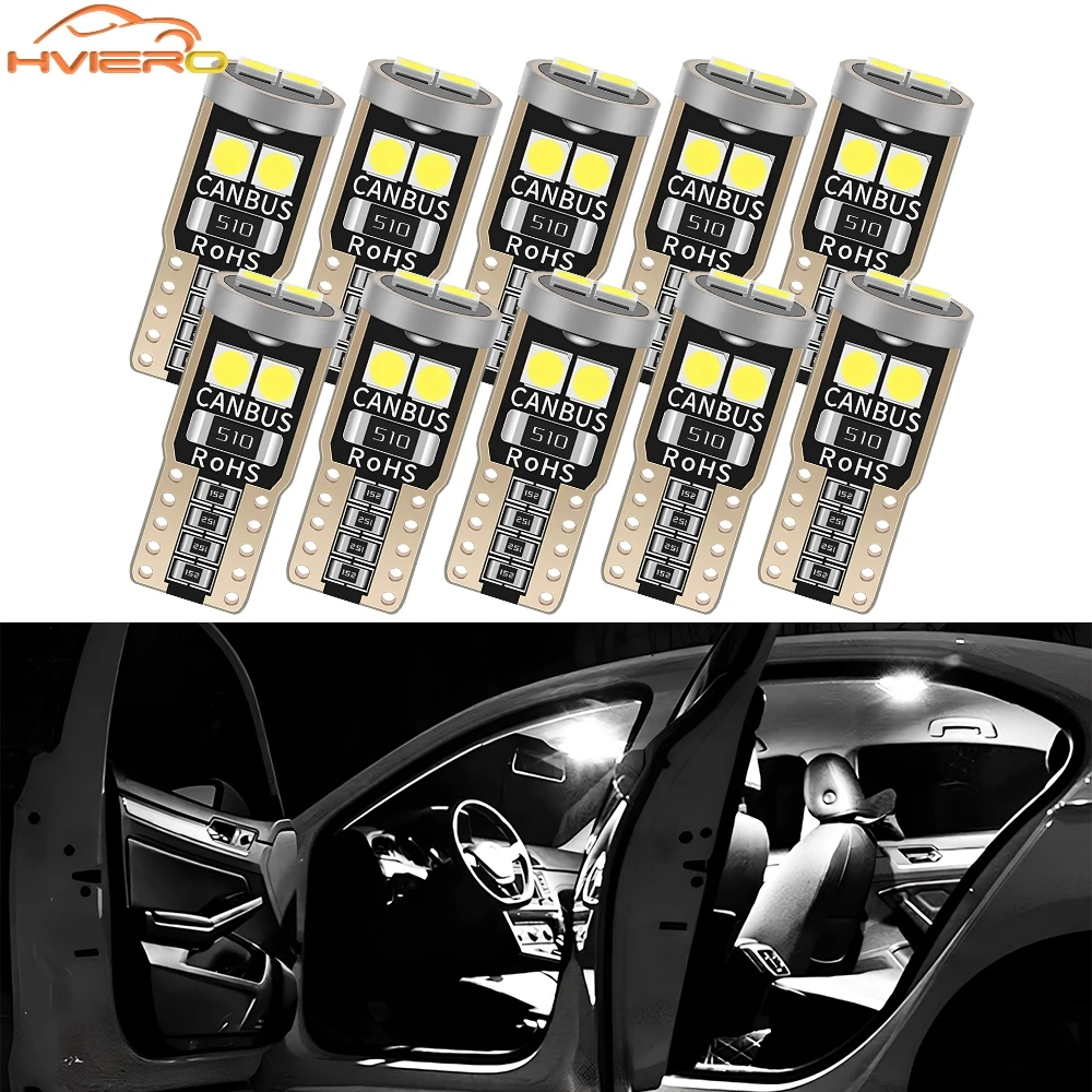 2/4/10pcs T10 W5W LED Auto Dome Reading Lamp 3030 6SMD Canbus Car Interior Door Bulb Trunk License Plate Signal Clearance Lights