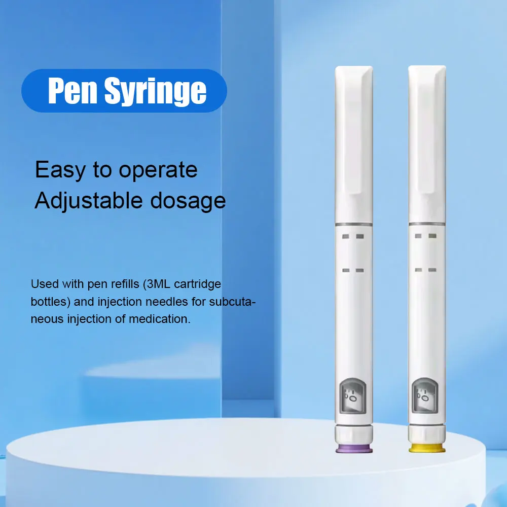 1set Disposable Magic Pen Insulin Syringe Tattoo Handle Pen Fitting with 3ml Glass Vial with 32G 4mm Pen Tip Glucose Management