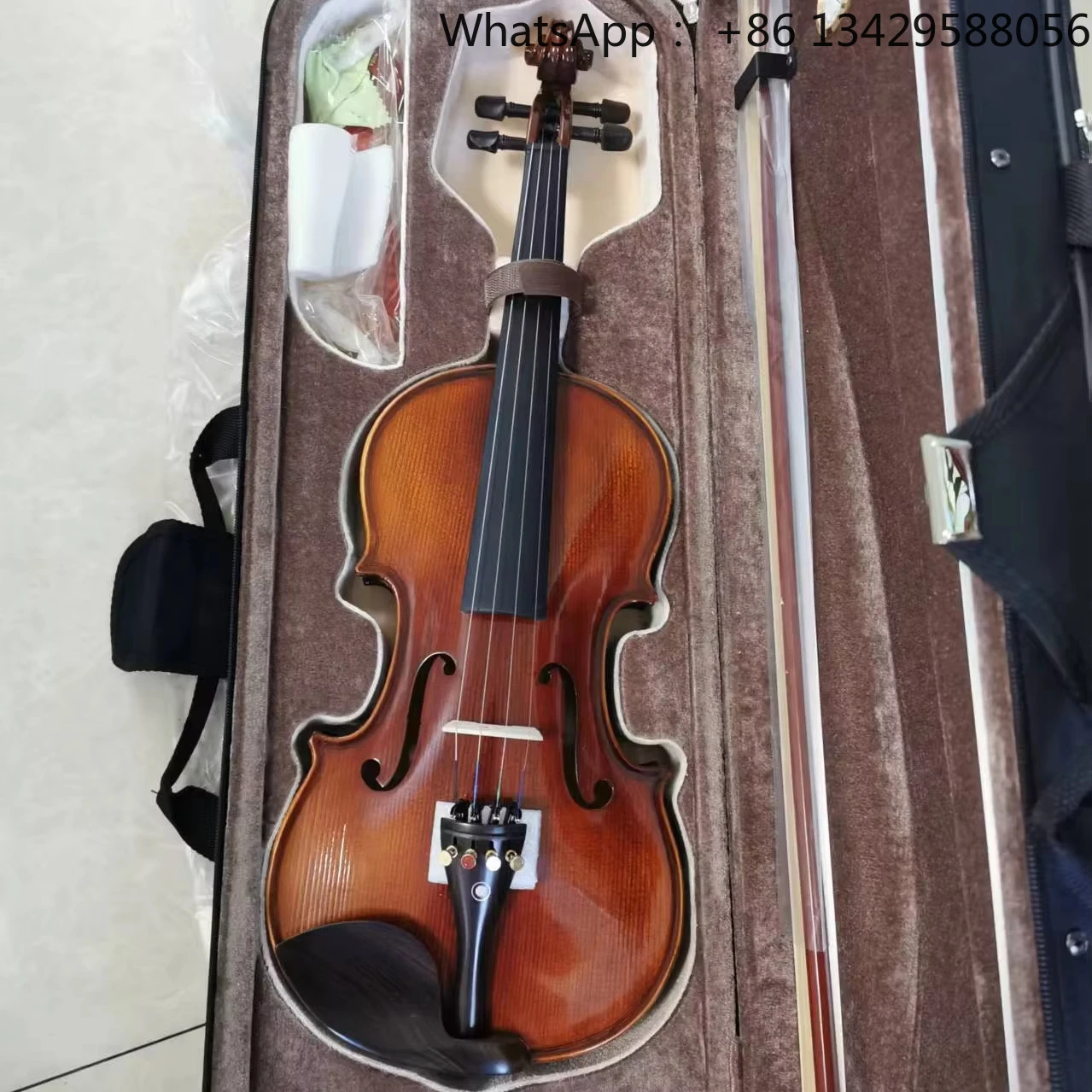 Wholesale Price 4/4 Handmade Student Violin Solid Spruce Flamed Maple Sweet Sound Good Workmanship Professional