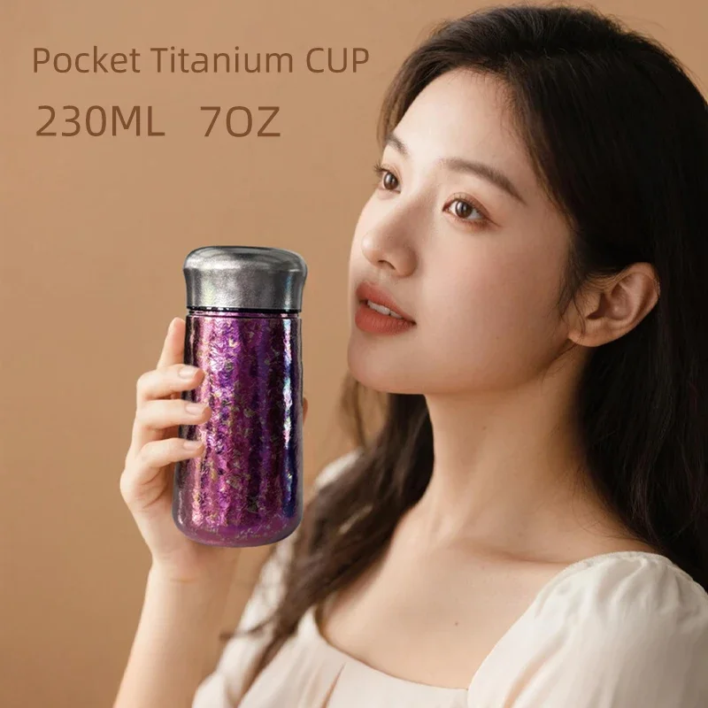 Mini 230ML Pocket Titanium Mug Tumbler 6 Hours Thermos Coffee Tea Portable Cup Bottle for Vacuum Flasks termo titanio titane