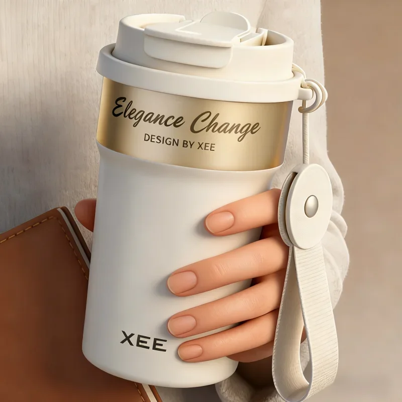 500ml Stainless Steel Vacuum Tumbler, Double Mouth Lid with Straw, 316L Insulated Coffee Travel Mug Leakproof Thermos Cup bottle