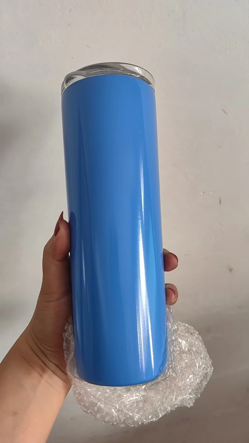 Custom Logo Pic  20oz Stainless Steel Straight Body Cup Rainbow Paint Stainless Steel Slimming Cup Straight Tube Glitter Tumbler