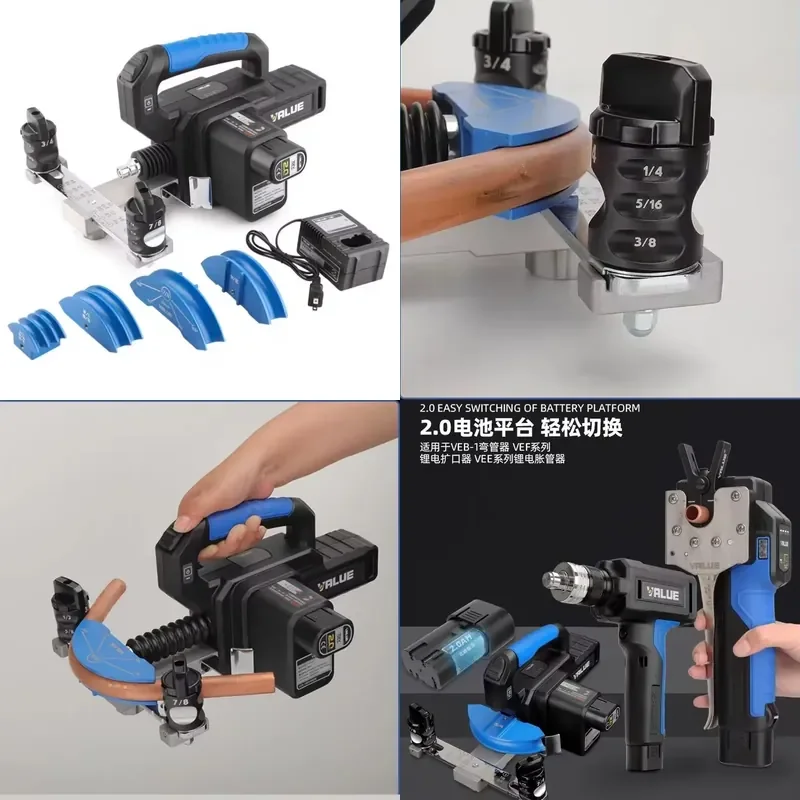 【CHIMU HOME】 Electric Pipe Bending Machine VEB-1 for VALUE Lithium Battery Tube Bender for HVAC Cooling Service Tool