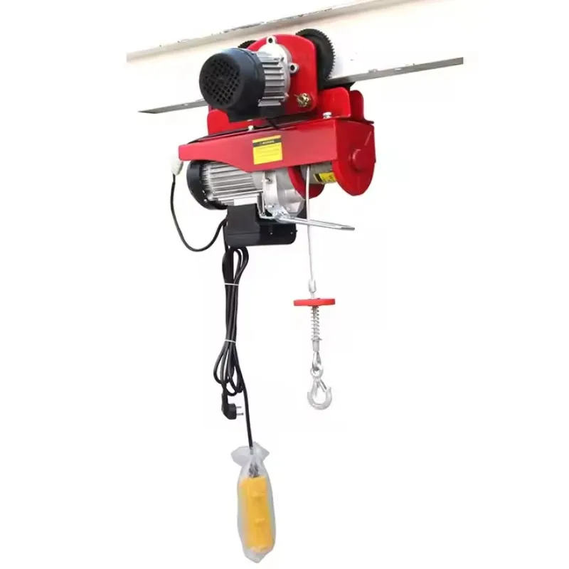 Mini Electric Hoist Small Lifting Machine 220V Home Wire Rope Hoist with Trolley Electric Winch