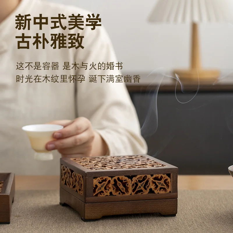 Walnut pan incense  lying agarwood sandalwood walnut home  burner, hollowed out retro incense holder
