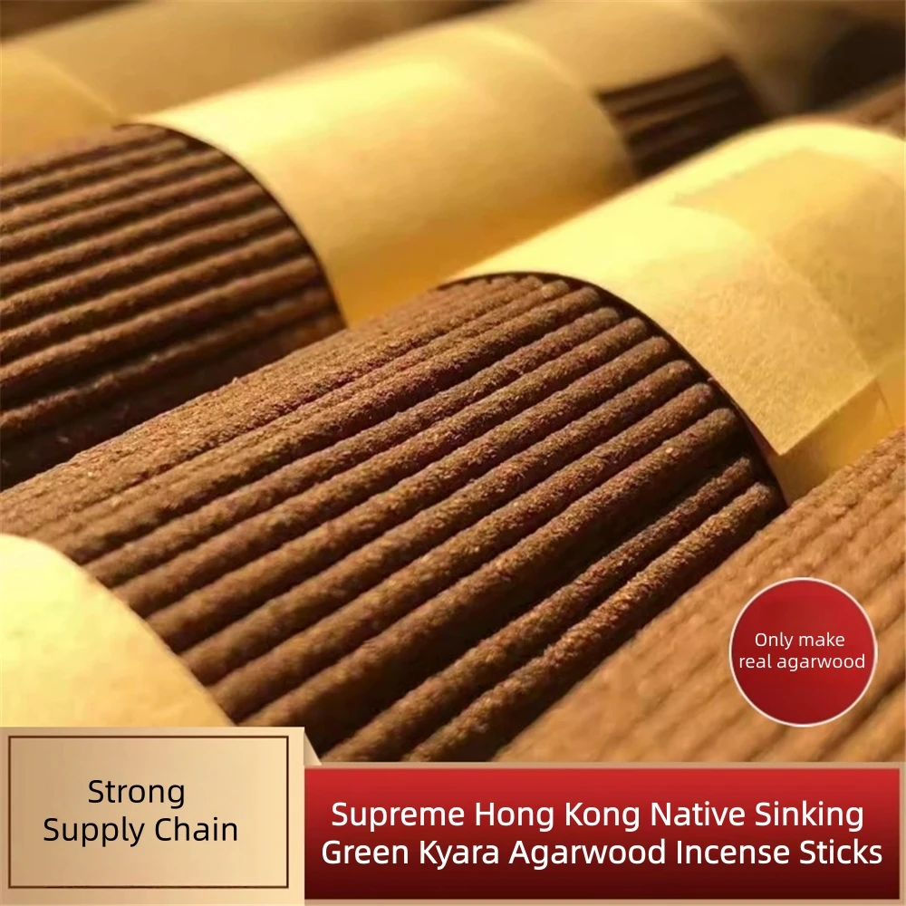 Hong Kong Soil-Sunk Green Kyara Handmade Incense Sticks,Natural Agarwood with Floral&Sweet Notes,Premium Agarwood Incense Sticks