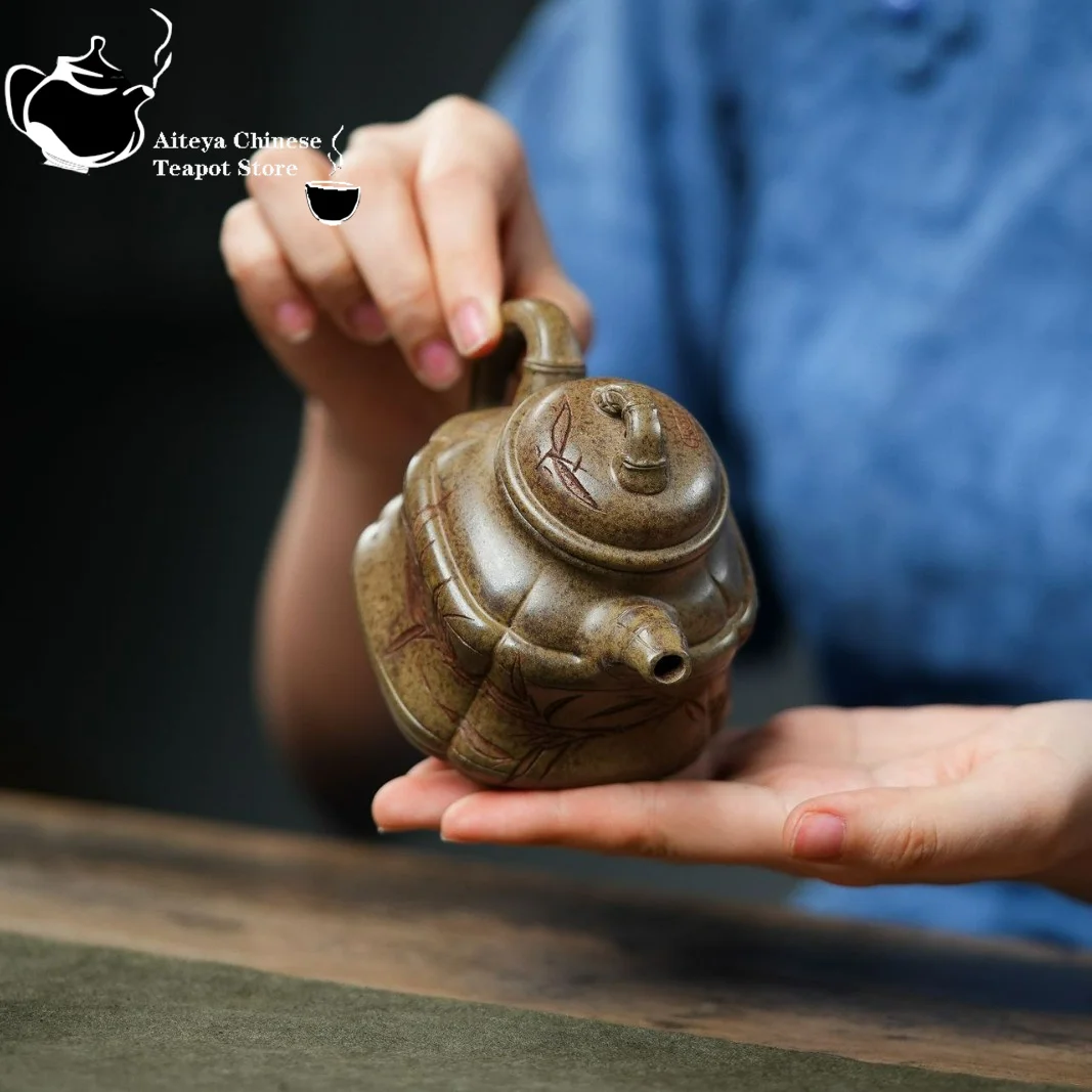 Yixing purple clay teapot, original ore, cloud, agarwood mud, rising bamboo, Kung Fu tea set, Chinese teapot
