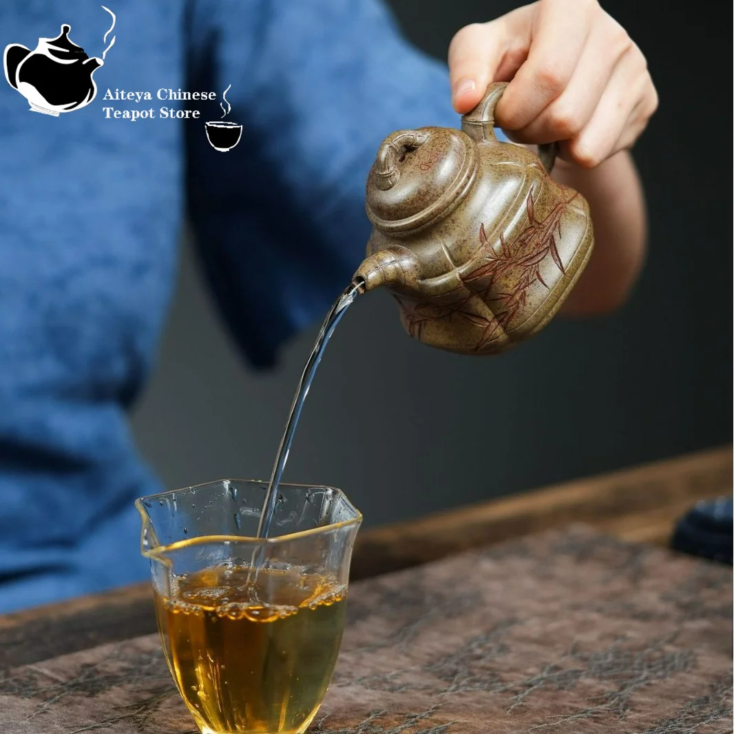 Yixing purple clay teapot, original ore, cloud, agarwood mud, rising bamboo, Kung Fu tea set, Chinese teapot