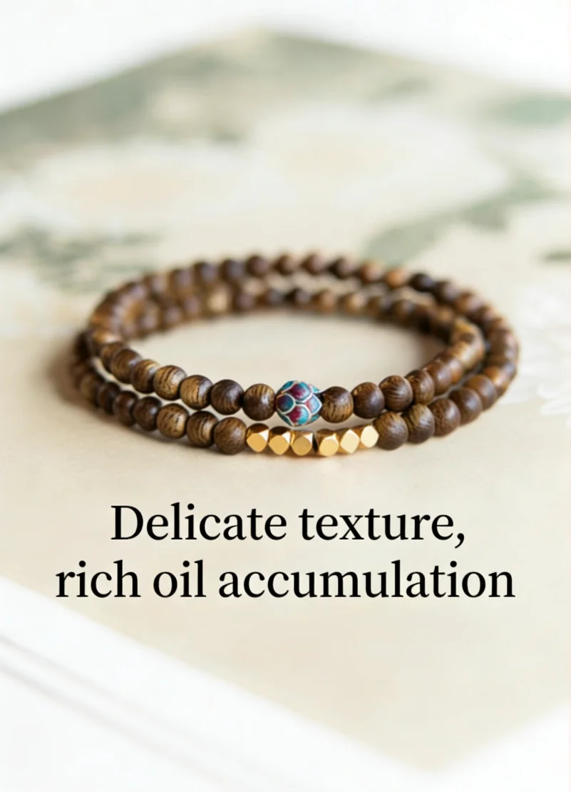 Natural Agarwood Bracelet Authentic Double Layer Stackable Calming Sleep Aid Unisex Emotional Balance Jewelry Gift
