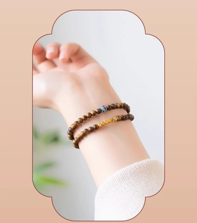 Natural Agarwood Bracelet Authentic Double Layer Stackable Calming Sleep Aid Unisex Emotional Balance Jewelry Gift