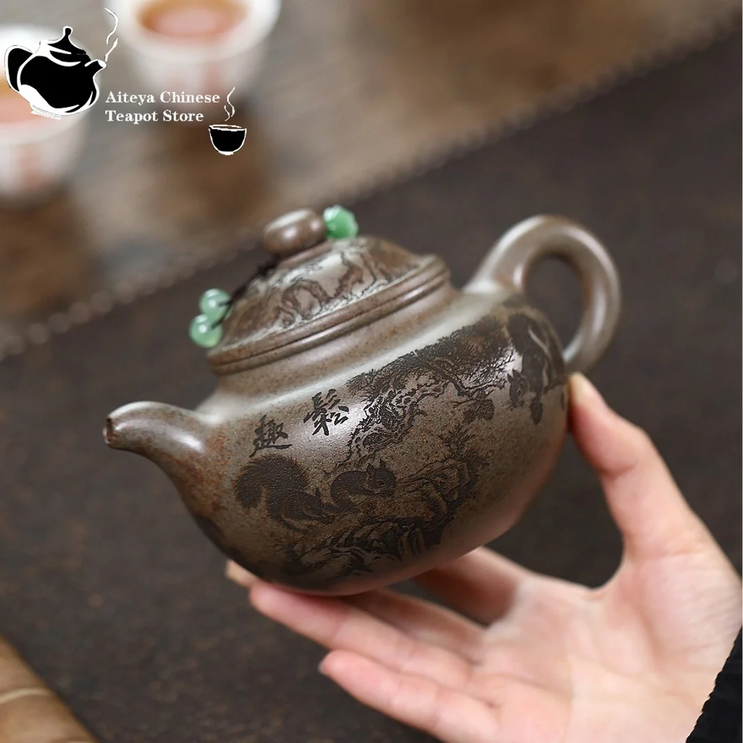 Yixing purple clay teapot, original ore, wood fired agarwood mud, pine flavored lotus seed teapot, Kung Fu Chinese tea set