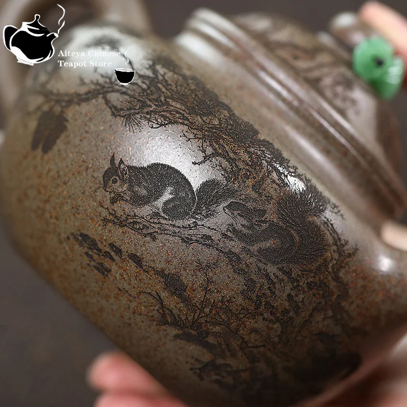 Yixing purple clay teapot, original ore, wood fired agarwood mud, pine flavored lotus seed teapot, Kung Fu Chinese tea set